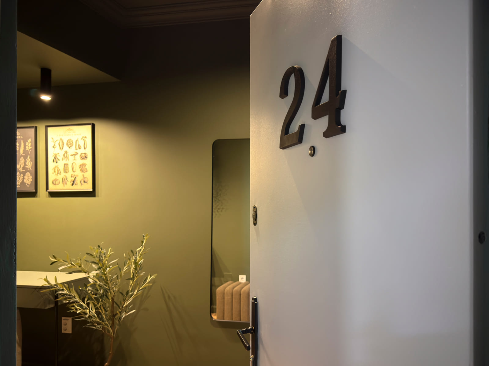 Batistei Olive — Front door, apartment 24