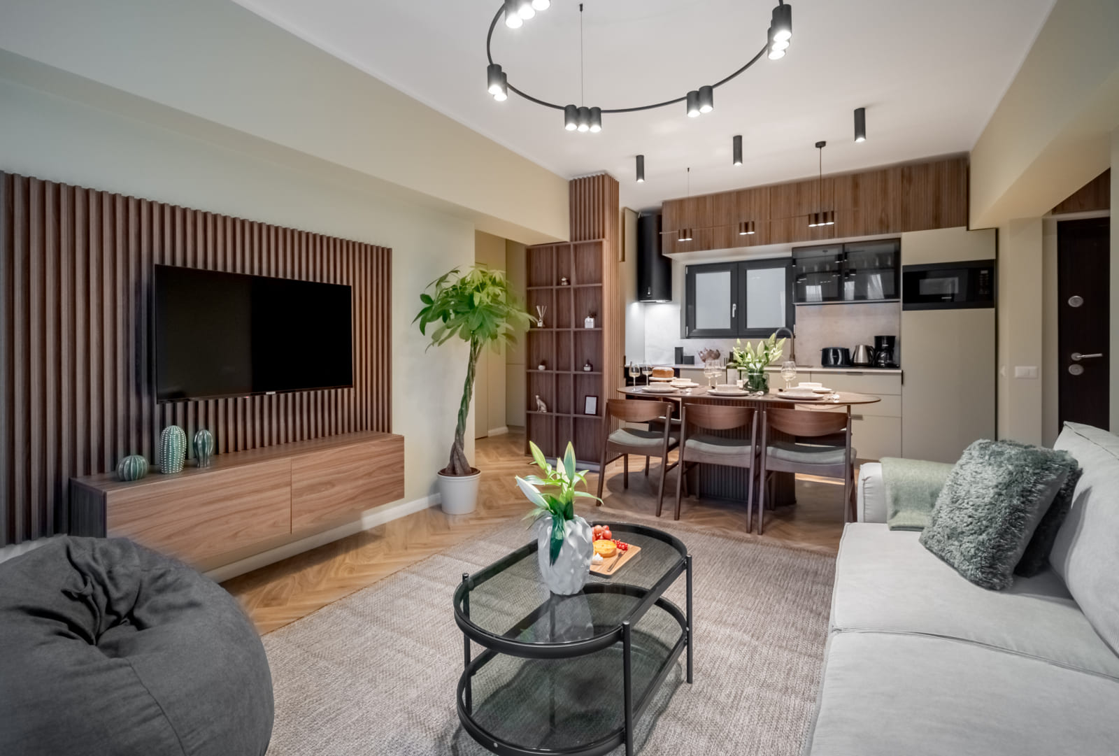 Magheru 48 — Living and dining, wide
