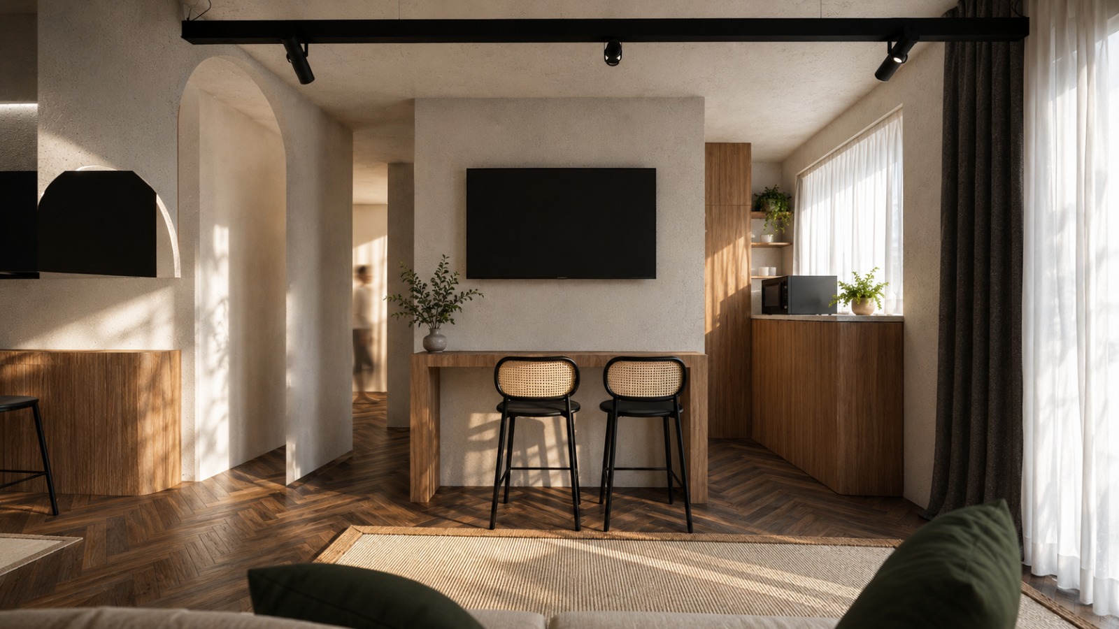 Notara 20 — Second scheme — living room and kitchen bar