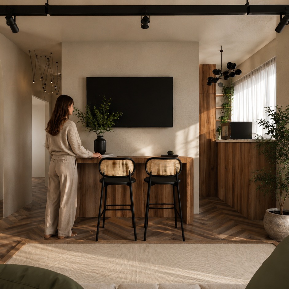 Notara 20 — Second scheme — breakfast bar and television wall