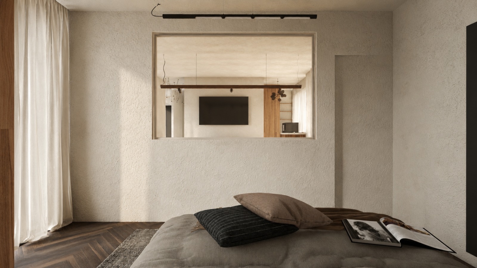 Notara 20 — Second scheme — bedroom, internal window to the living room