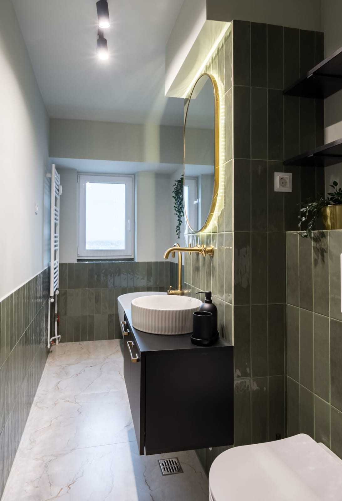 P.A.I Apartment — Bathroom, green tile