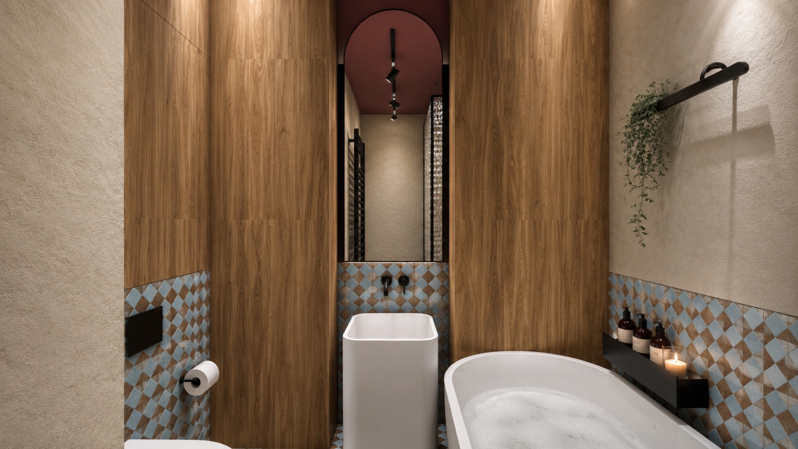 Wilson Studio — Main bathroom, basin and niche